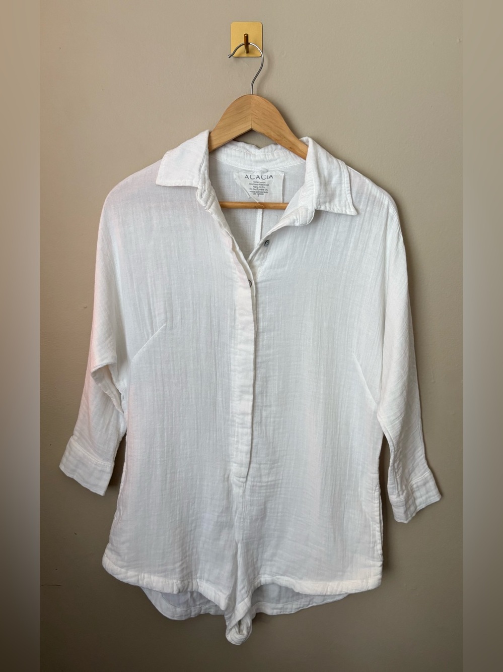 Size P/Small Acacia White Cotton Gauze Kapaa Romper